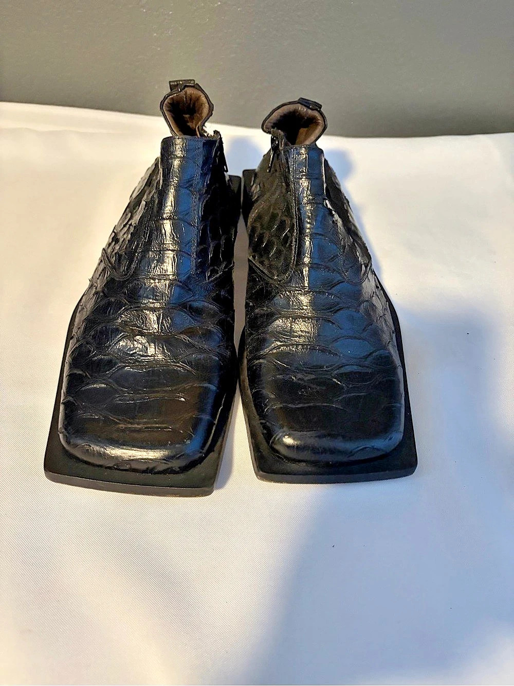 Tullio Italian Real Crocodile Ankle Boots Black US 10